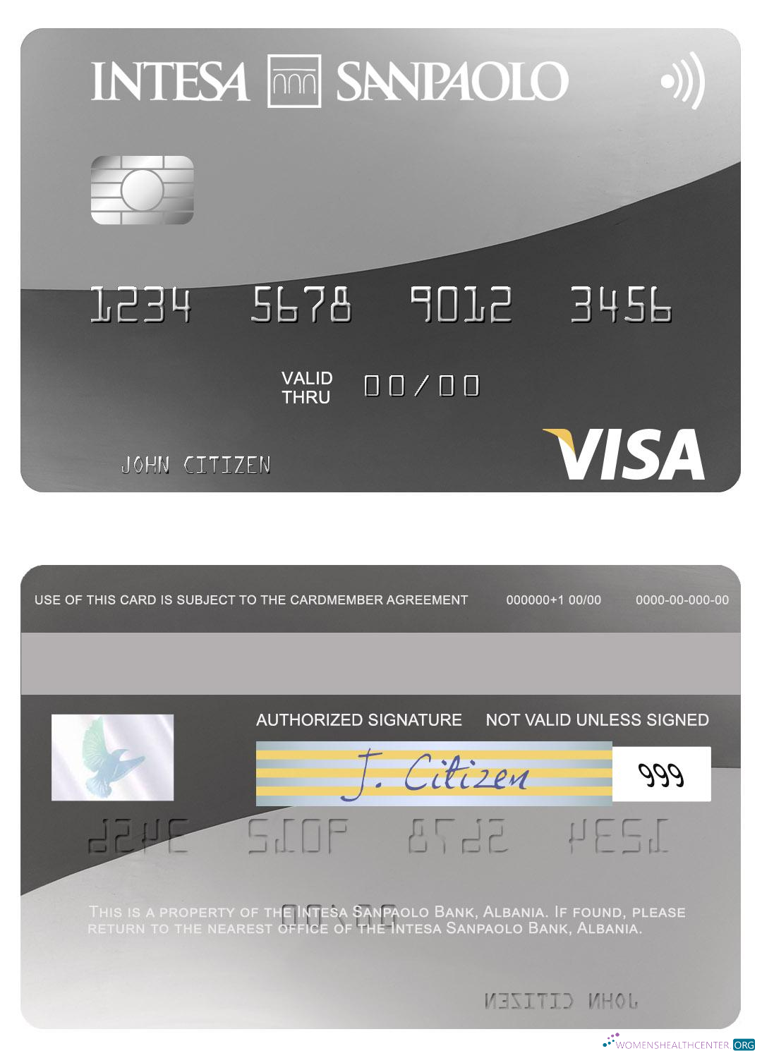 Download Albania Intesa Sanpaolo Bank visa card Photoshop template
